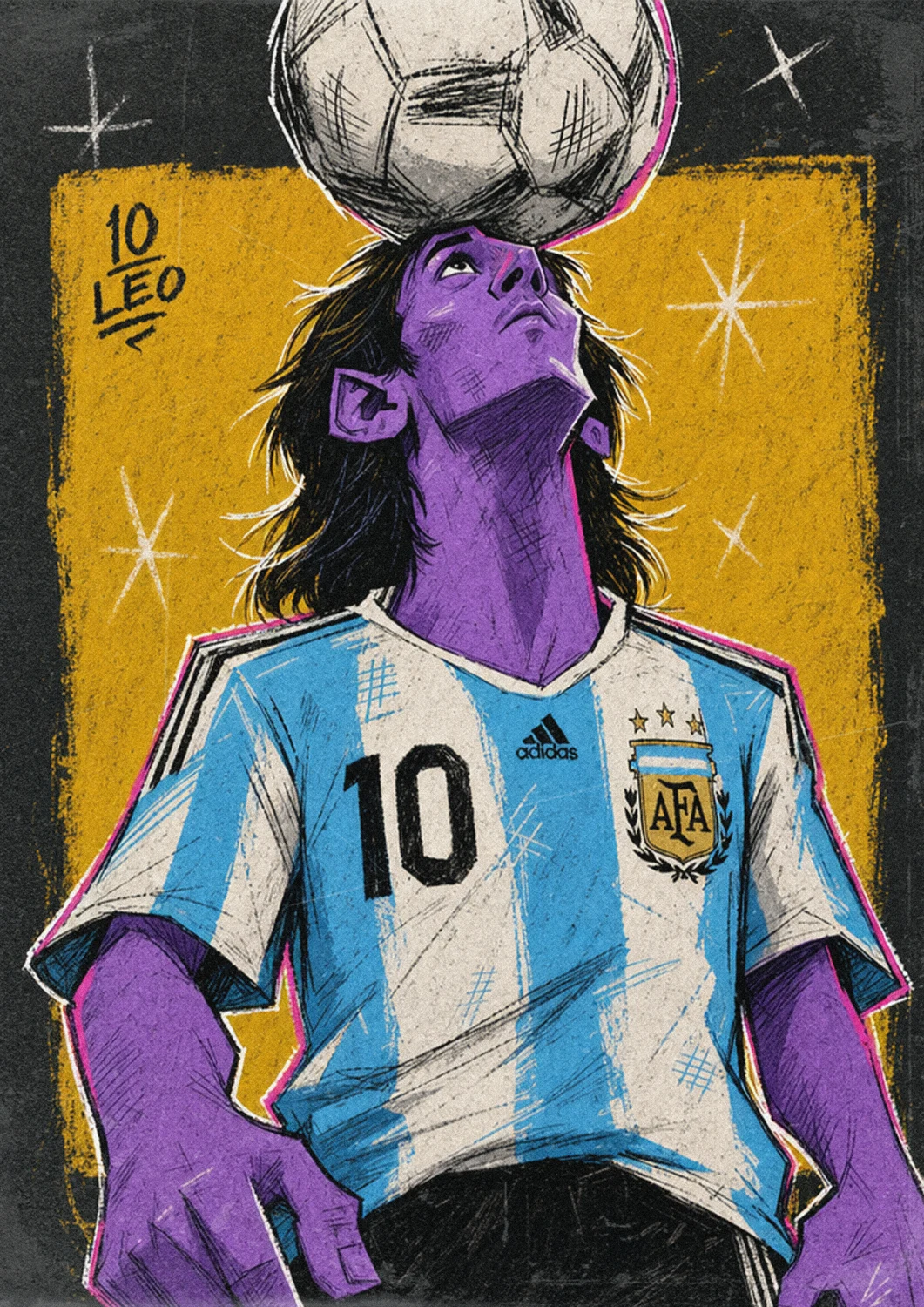 Lionel Messi, Argentina, the ball on the forehead